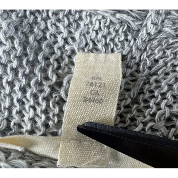 Eileen Fisher XS Open Front Cardigan Gray Organic Linen Knit Sweater Long Sleeve - Picture 11 of 11